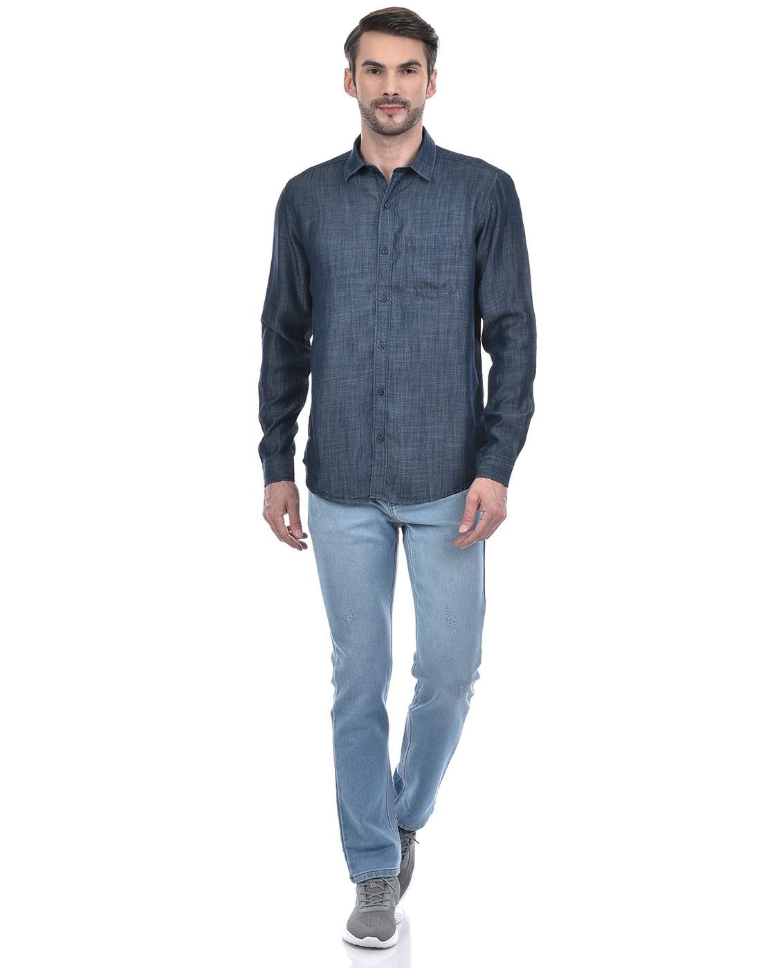 Numero Uno Men Solid Blue Shirt
